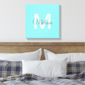 Moder chic minimalalist monogram Turquoise aqua bl Leinwanddruck (Insitu (Schlafzimmer))