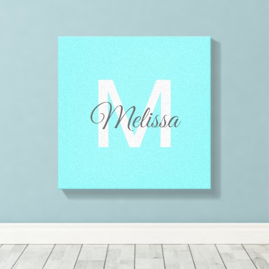 Moder chic minimalalist monogram Turquoise aqua bl Leinwanddruck (Insitu (Holzboden))