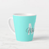 Moder chic minimalalist monogram Turquoise aqua bl Milchtasse (Linke Ecke)
