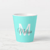 Moder chic minimalalist monogram Turquoise aqua bl Milchtasse (Vorderseite)