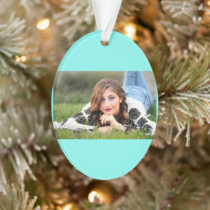 Moder chic minimalalist monogram Turquoise aqua bl Ornament