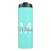 Moder chic minimalalist monogram Turquoise aqua bl Thermosbecher (Vorderseite)