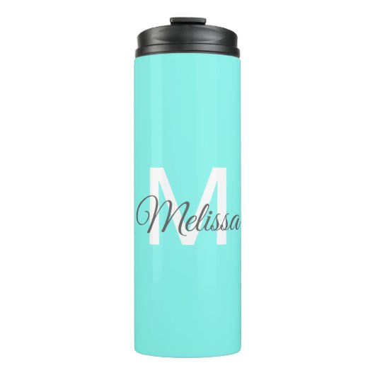 Moder chic minimalalist monogram Turquoise aqua bl Thermosbecher (Vorderseite)