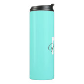 Moder chic minimalalist monogram Turquoise aqua bl Thermosbecher (Nach links gedreht)