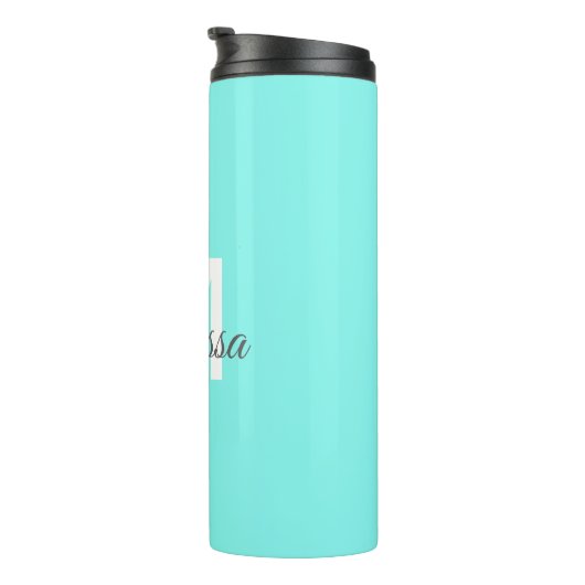 Moder chic minimalalist monogram Turquoise aqua bl Thermosbecher (Nach rechts gedreht)