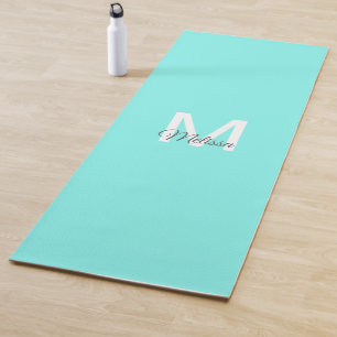 Moder chic minimalalist monogram Turquoise aqua bl Yogamatte