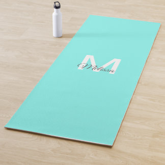 Moder chic minimalalist monogram Turquoise aqua bl Yogamatte