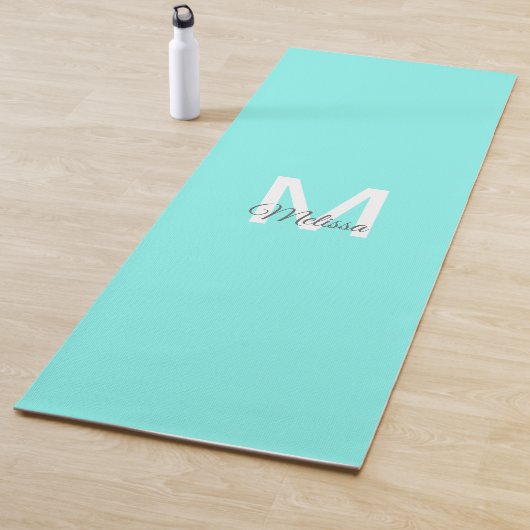 Moder chic minimalalist monogram Turquoise aqua bl Yogamatte (Beispiel)