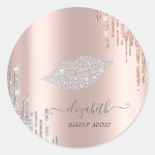 Moder Diamanten Lippen, Rose Gold Silber Tropfen K Runder Aufkleber