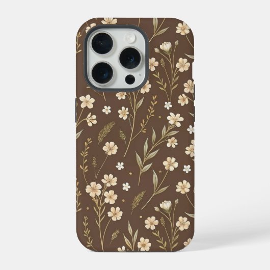 Moder Pattern Wilflowers Brown Background iPhone Hülle (Rückseite)