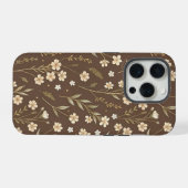 Moder Pattern Wilflowers Brown Background iPhone Hülle (Rückseite (Horizontal))