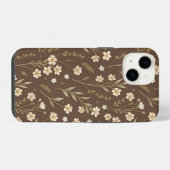Moder Pattern Wilflowers Brown Background iPhone Hülle (Rückseite (Horizontal))