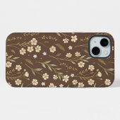 Moder Pattern Wilflowers Brown Background iPhone Hülle (Rückseite (Horizontal))