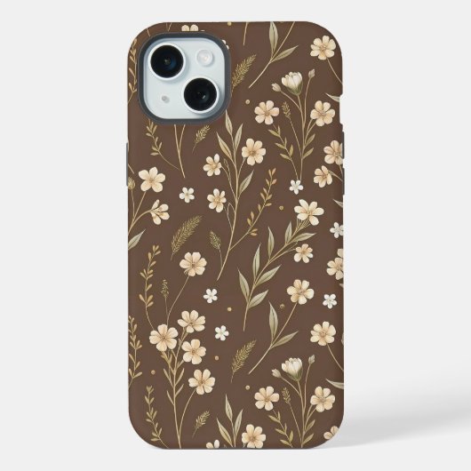 Moder Pattern Wilflowers Brown Background iPhone Hülle (Rückseite)