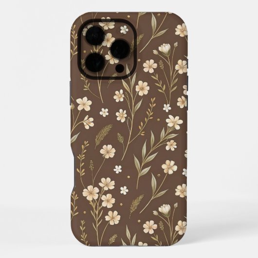 Moder Pattern Wilflowers Brown Background iPhone Hülle (Rückseite)