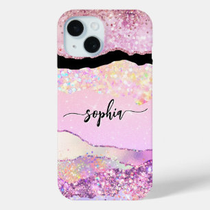 Moder roségold glitzer achat pink girly Case-Mate iPhone hülle