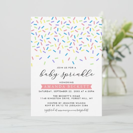 Moder Sprinkle Babydusche Einladung (Stehend Vorderseite)