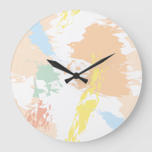 Moderate Pastel Varicolored Abstract Stains Große Wanduhr