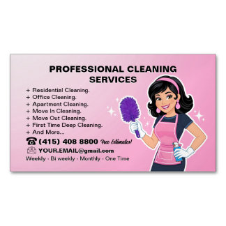 Moderm Maid Janitorial Lady House Cleaning Service Magnetische Visitenkarte