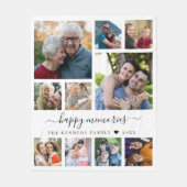 Modern 10 Photo Collage Family Name Quote Keepsake Fleecedecke (Vorderseite)