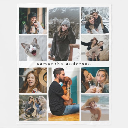 Modern 10 Photo Collage Personalized Keepsake Fleecedecke (Vorderseite)
