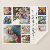 Modern 10 Photo Collage Quote Family Name Keepsake Sherpadecke (Vorderseite (Horizontal))