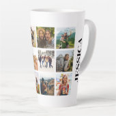 Modern 12 Foto Collage Monogram Name Milchtasse (Rechte Ecke)