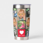 Modern 12 Photo Collage Family Name Monogram Red Thermobecher (Links)