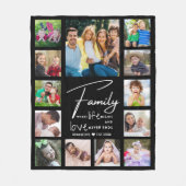 Modern 13 Photo Collage Family Quote Name Black  Fleecedecke (Vorderseite)