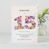 Modern 15th Birthday Floral Invitation Einladung (Stehend Vorderseite)