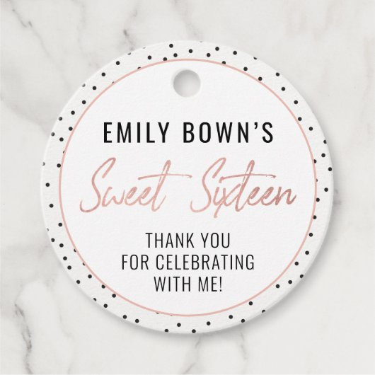 Modern 16 . Geburtstag Birthday Party Gefallen Tag Geschenkanhänger (Vorderseite)