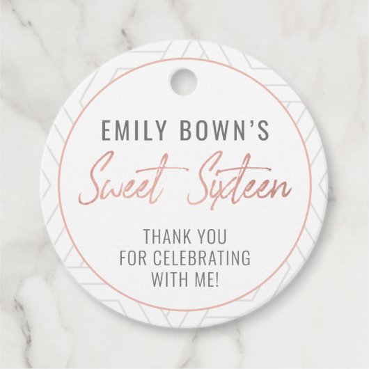 Modern 16 . Geburtstag Birthday Party Gefallen Tag Geschenkanhänger (Vorderseite)