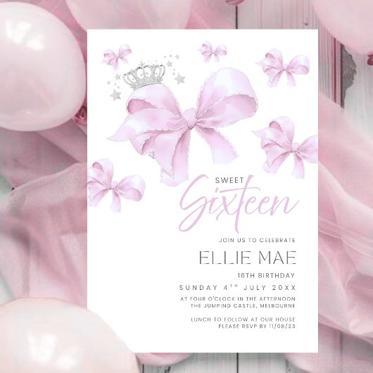 Modern 16 . Geburtstag Geburtstag, Rosa 16. Einladung