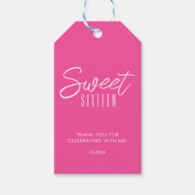 Modern 16 . Geburtstag Hot Pink Girls 16. Danke