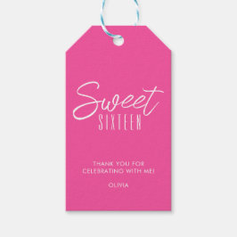 Modern 16 . Geburtstag Hot Pink Girls 16. Danke Geschenkanhänger