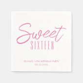 Modern 16 . Geburtstag Pink Girls 16. Party Serviette (Vorderseite)