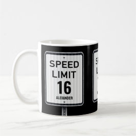 Modern 16th Birthday Speed Sign Kaffeetasse