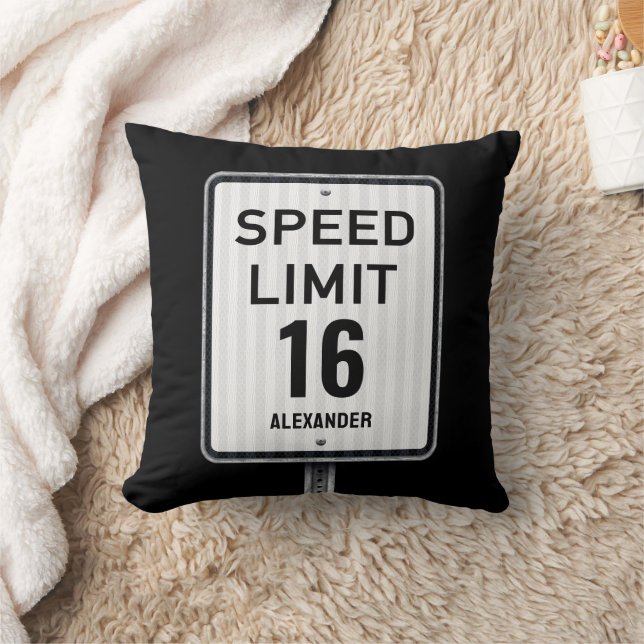 Modern 16th Birthday Speed Sign Kissen (Decke)