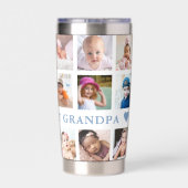 Modern 18 Photo Collage Blue World's Best Grandpa  Thermobecher (Rückseite)