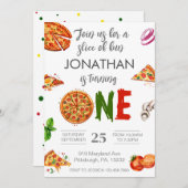 Modern 1. Geburtstag Pizza Erster Geburtstag Einladung (Vorne/Hinten)