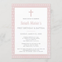 Modern 1. Geburtstag Taufe Girl Pink Polka Dot