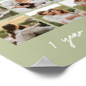 Modern 1st Anniversary Sage Green Wedding Photos Poster (Ecke)