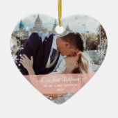 Modern 1st Christmas Mr. Mrs. 1 Foto Heart Shaped Keramik Ornament (Vorne)