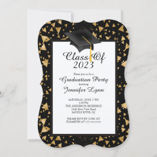 Modern 2015 Gold Black Graduation Party Einladung