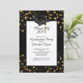 Modern 2015 Gold Black Graduation Party Einladung (Stehend Vorderseite)
