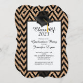 Modern 2015 Gold Black Graduation Party Einladung (Vorne/Hinten)