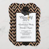 Modern 2015 Gold Black Graduation Party Einladung (Vorne/Hinten)
