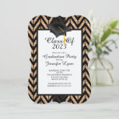 Modern 2015 Gold Black Graduation Party Einladung (Stehend Vorderseite)