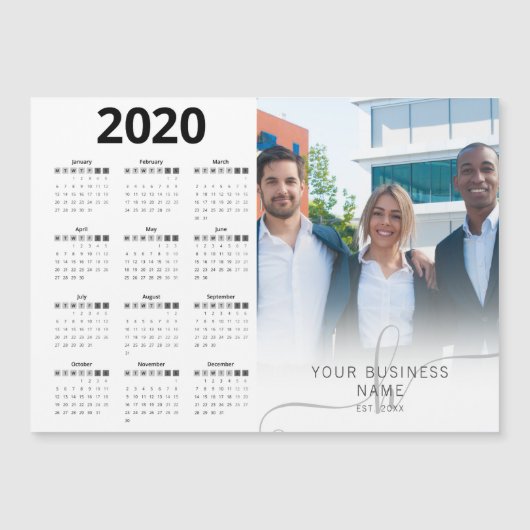 Modern 2020 Kalender Foto Corporate Typografie Magnetkarte (Vorderseite)
