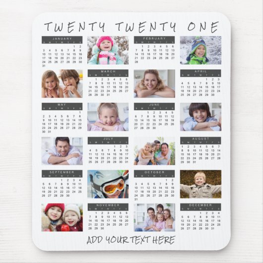 Modern 2021 Kalender Foto Collage Personalisiert Mousepad (Vorne)